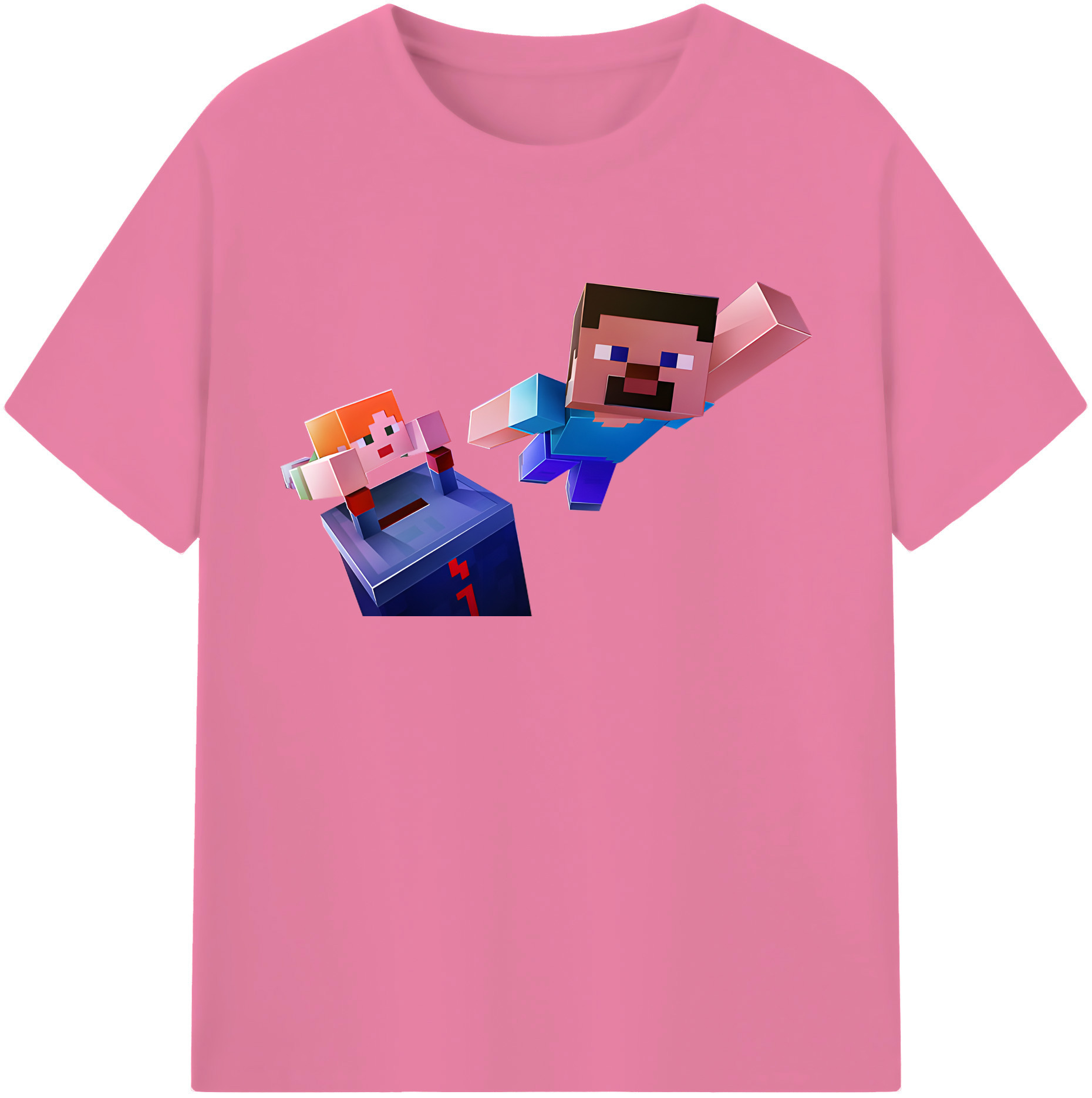 （画像用） マインクラフト ブロックの世界 Minecraft MC Block world 綿100％半袖Tシャツ（フロントプリント）
